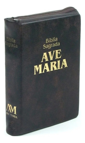 Bíblia com zíper, capa marrom